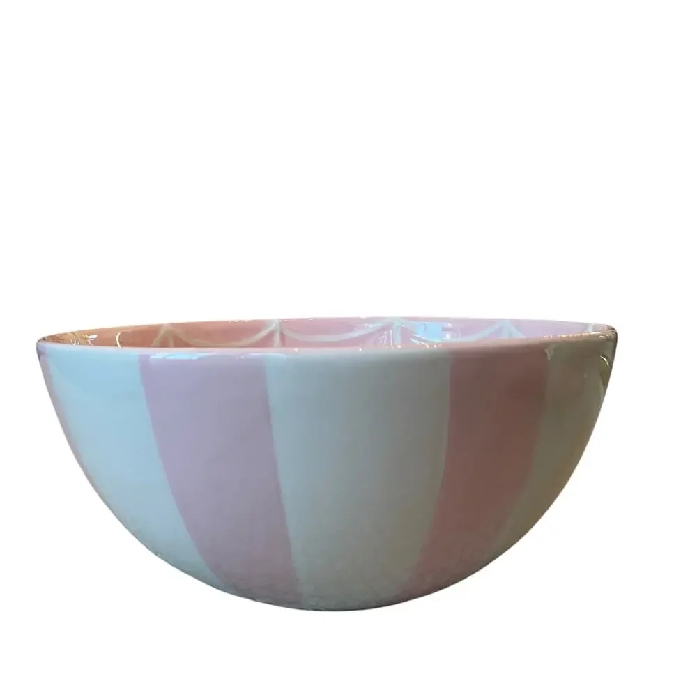Pink & White Striped Spider Web Candy Bowl 10